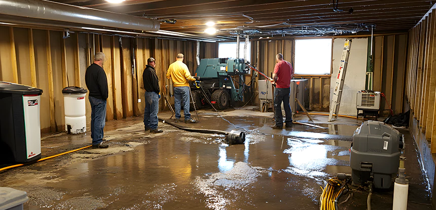Cleaning Sewage From Basement Floor in Adairsville